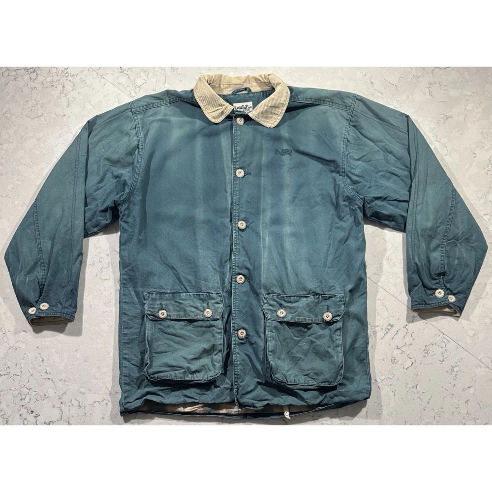 VTG 90s Northern Reflections Barn Chore Jacket Womens L Green Plaid Lined Coat
